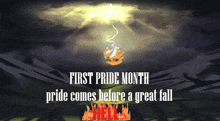 a poster for first pride month with a lightning bolt