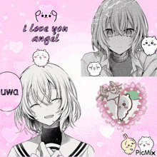 a picture of a girl with the words " i love you angel " on it