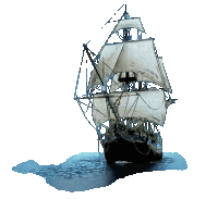 a sailboat with white sails is floating in the ocean