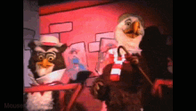 an owl and an eagle are standing next to each other and the website mousesteps.com is visible