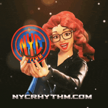a poster for nycrhythm.com features a woman holding a mirror