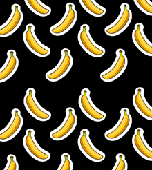 a drawing of a girl with white hair and blue eyes surrounded by yellow bananas