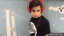Funny Face Close Up GIF - Funny Face Close Up Red Headphones GIFs