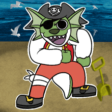 a cartoon character wearing a pirate hat and sunglasses