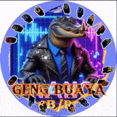 a picture of a crocodile in a suit and tie with the words geng buaya on the bottom