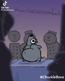 a cartoon drawing of a mouse sitting on a table