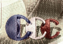 a drawing of the word cdc in red white and blue letters