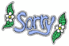 a drawing of the word sorry with leaves and flowers