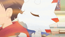 a cartoon drawing of a man and a white animal