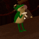 a frog is dancing with a girl in a video game