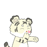 a cartoon of a tiger with two pink hearts coming out of its eyes