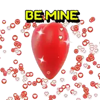 a red heart is surrounded by hearts and the words be mine