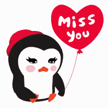 miss you miss you balloon penguin sad penguin