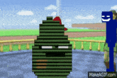 a makeagif.com screenshot of a video game scene with a blue stick figure in the background