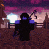 a person in a video game holding a sword and a book