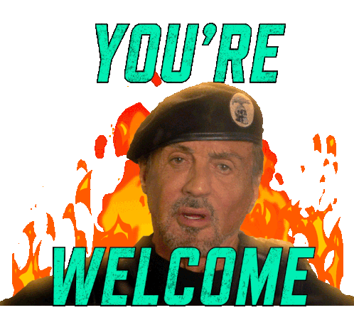 You'Re Welcome Barney Ross Sticker - You'Re Welcome Barney Ross Sylvester Stallone Stickers