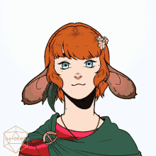 a drawing of a girl with rabbit ears and a flower in her hair