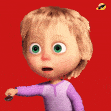 a cartoon character with a red background is eating a lollipop