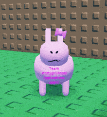 a purple bunny with a pink bow on its head says team prettyprincess