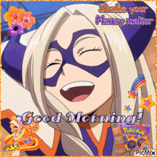 a picture of a cartoon character with the words shake your money maker good morning
