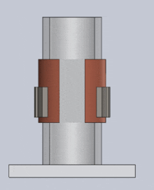 a drawing of a metal pipe with a red rubber sleeve