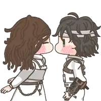 a boy and a girl are looking at each other and the girl has a bandage on her head