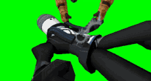 a cartoon character is laying on the ground with a green screen in the background