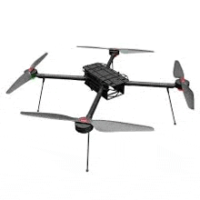 a drone with three propellers is flying in the air on a white background .