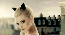 Jessica Stam Cat Ears GIF - Jessica Stam Cat Ears Wink GIFs