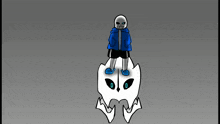 a drawing of sans standing on a skull with the words " if you think you got any chance to win ... you 're wrong "