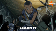 a nickelodeon cartoon shows a boy holding a book and the words learn it below him
