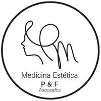 a black and white logo for medicina estetica p & f