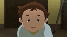 a cartoon of a child with brown hair and a yellow shirt