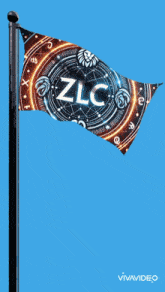 a flag that says zlc on it is flying in the wind