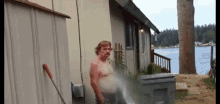 drunk guy water hose