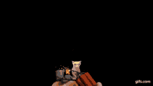 a pixel art of a person 's hand reaching for a piece of meat