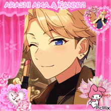 a picture of a boy with the words arashi ama a fanny on the top