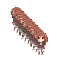 a row of anime girls standing in a row
