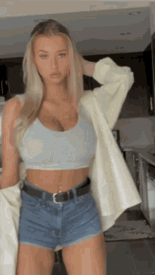 Blonde Jean Shorts GIF