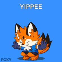 a cartoon fox with the name yippee on the top