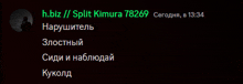 a black background with green text that says h.biz split kimura 78269 on it