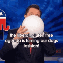 Colbert Liberal Gluten Free Agenda GIF - Colbert Liberal Gluten Free Agenda Turn Dogs Lesbian GIFs