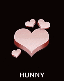 a pink heart with the words `` i love u hunny '' written on it
