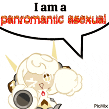 a picture of a cookie with the words i am a panromantic asexual