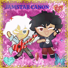 a picture of two cartoon characters with the name jamstar canon written on it