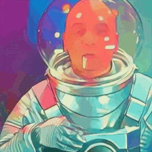 a cartoon of a man in a space suit