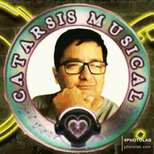 a picture of a man in a circle with the words catarsis musical