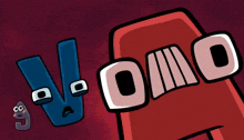 a cartoon drawing of two letters v and o