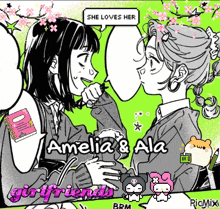 a cartoon of a girl saying she loves her girlfriend