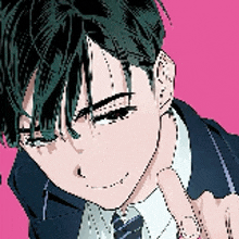 a pixel art of a man wearing a suit and tie